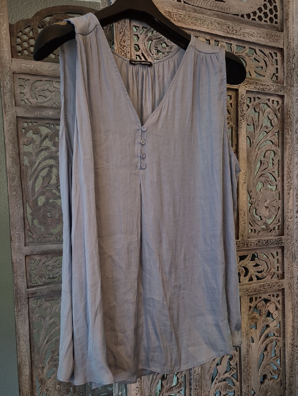 Hilary Radley Light Blue V-Neck Sleeveless Tank Top